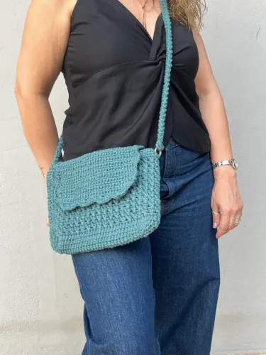 Bolsa crochê feita a mão verde