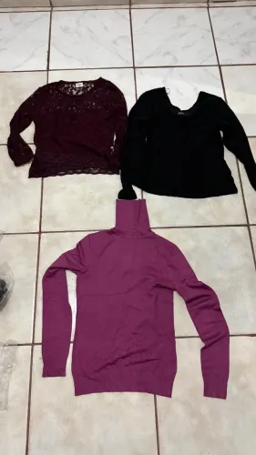 Kit 3 blusas de manga comprida