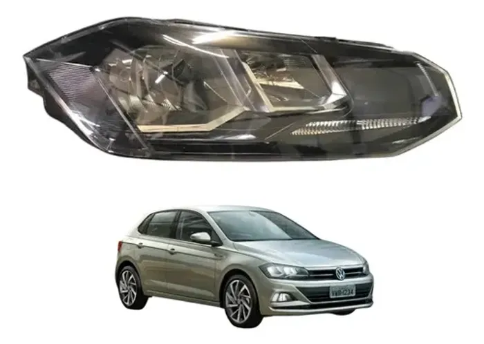 Farol Direito Mascara Negra Volkswagen Virtus Polo 2018 2022 Direito/passageiro