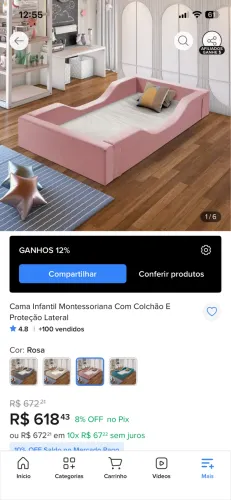 Cama montessoriana infantil menina