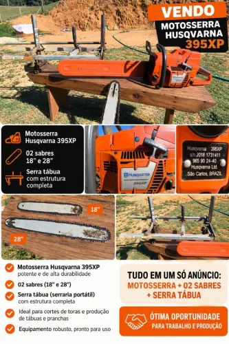 Motosserra husqvarna 395 XP , sabre e serra Tábua