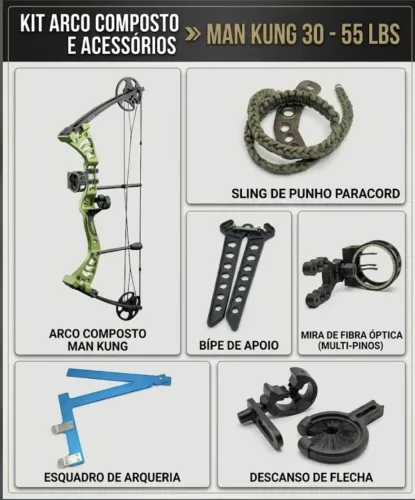 ARCO COMPOSTO MAN KUNG CB50 30 - 55lbs + ACESSÓRIOS