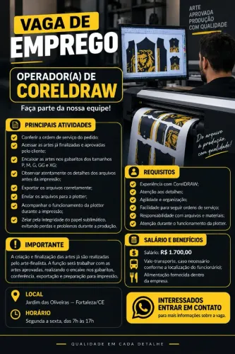 ? VAGA DE EMPREGO ? OPERADOR(A) DE CORELDRAW