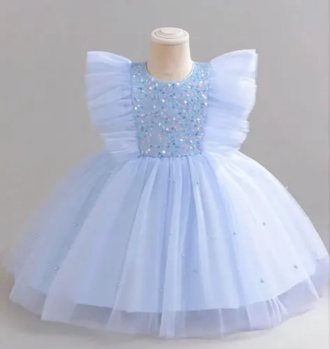 VESTIDO MENINA 1/2 ANOS AZUL FESTA 