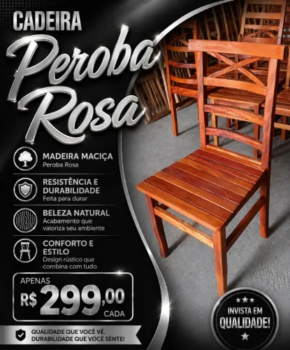 Cadeiras de madeira maciça Peroba-rosa $ 299,00 no Pix a pronta entrega
