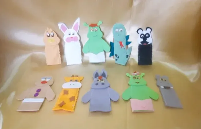 Dedoches Artesanais de Feltro. Kit com 10 peças de animais.