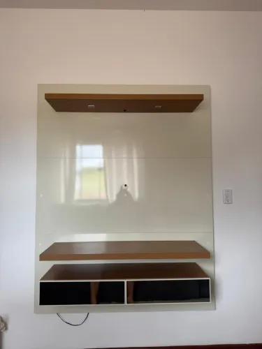 Painel Para TV Até 60 Polegadas 2 Gavetas Com Led Basic Off White/Freijó - Dalla Costa