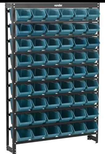 Estante Metálica Com Gavetas 54/5 Azul - Vonder Cor Preto E Azul