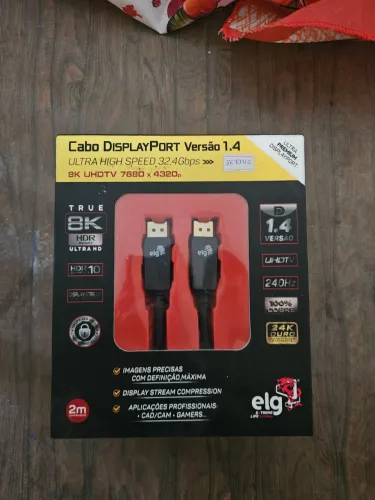 Cabo DisplayPort V1.4 Alta Performance 8K 60hz e 4K 144Hz 2 Metros