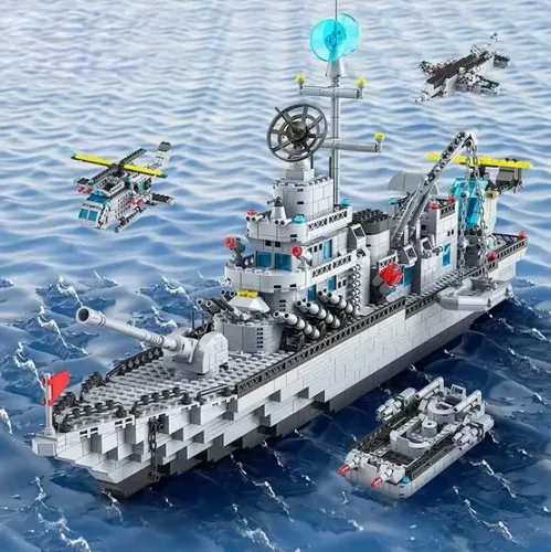 Brinquedo Bloco Montar Navio Barco 70 Cm Batalha Naval 1560
