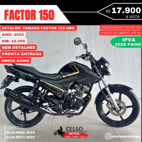 Factor 150 2024 c/22.000km IPVA26 pago Financio 48x