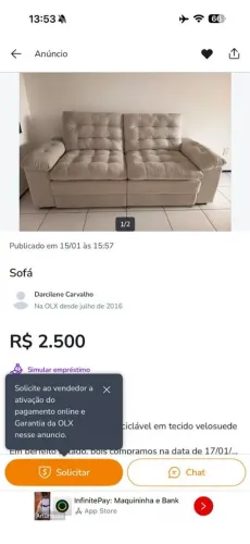 Vendo sofá cama nova
