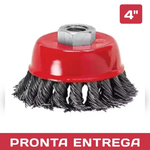 ESCOVA DE AÇO PARA ESMERILHADEIRAS  4 POLEGADAS 