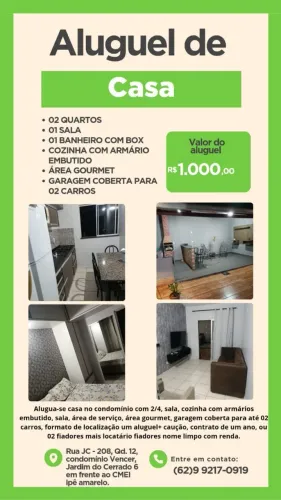 Casa 2/4 para alugar cond. Vencer JD. Cerrado 6 