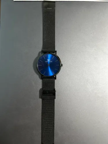 Relógio Minimalista Pulseira Preta Houston Full Blue 40mm