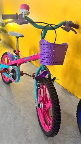 Bicicleta Infantil Aro 16 Caloi Barbie Rosa/verde