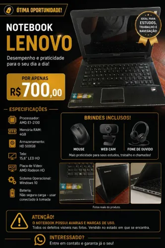 Notebook Lenovo USADO + Brinde