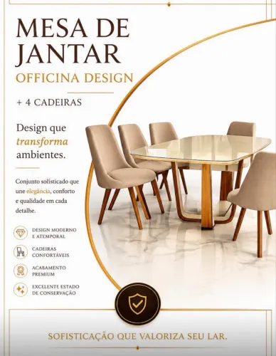 Linda mesa de jantar + 4 cadeiras - Officina Design