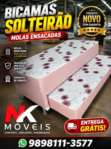 Bicamas de solteiro e solteirão de espuma e molas ensacadas novas, Garanta já a sua!!