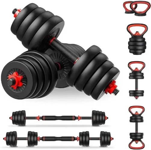 Kit Halteres 6 em 1 Peso Musculação até 20kg Ajustável Preto (2 meses de uso)