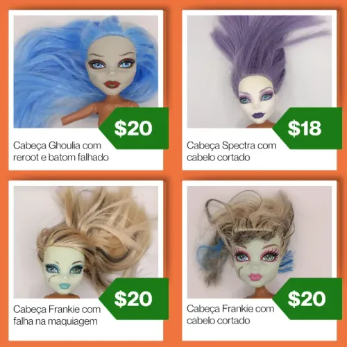 Monster High Sucatas - cabeças e corpo