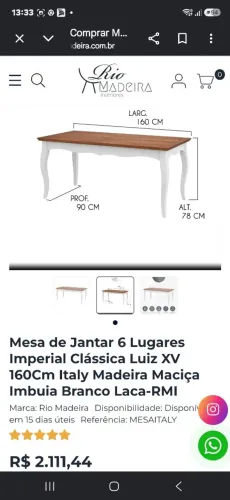 Mesa de jantar madeira com MDF Rio Madeira