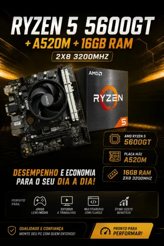 KIT RYZEN 5 5600GT+A520M+16GB RAM 3200MHZ - Parcelo