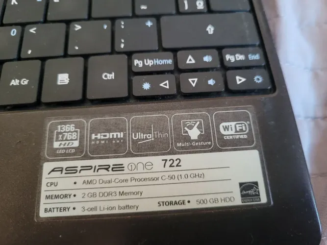 Notebook Acer Aspire One 722