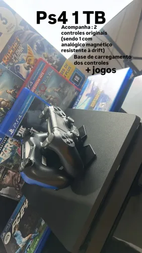 Ps4 1 TB + 2 controles Originais + Base de carregamento oficial + Jogos