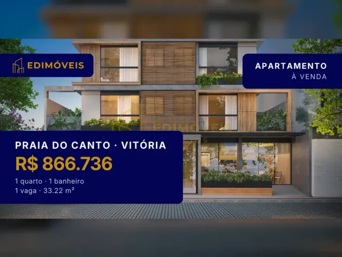 Praia do Canto: Apartamento 1 quarto em condomínio moderno e seguro