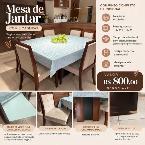 Mesa de jantar 6 lugares