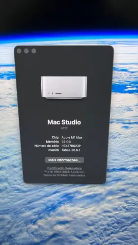 Mac Studio M1 Max 32 RAM - 512 Armazenamento