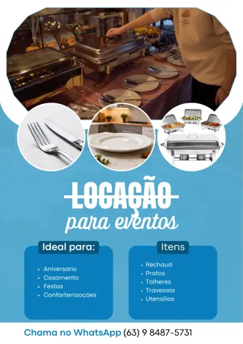 Réchaud e itens para Locação de evento