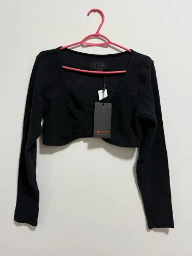 Cropped Colcci PM Special Line Preto Manga Longa NOVO COM ETIQUETA