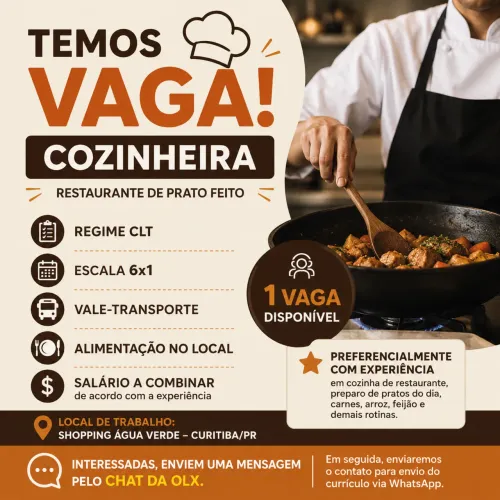 COZINHEIRA - RESTAURANTE DE PRATO FEITO