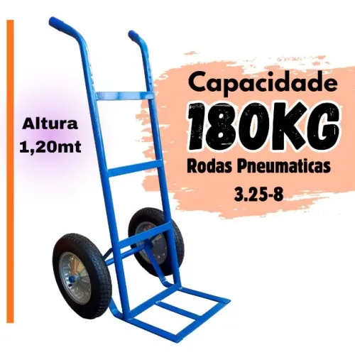 Carrinho Carro de Carga 180kg 1.20mr de Altura