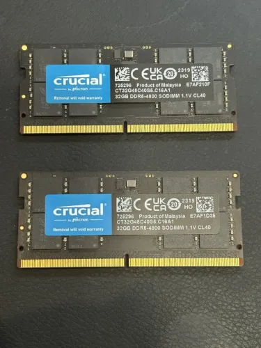 Kit Memória RAM Crucial 64GB (2x32GB) DDR5 4800MHz SODIMM Notebook / Mini PC