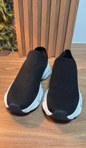 Tênis Slip On Knit Preto Sola Branca - TAM 36