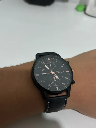 Relógio de Quartzo Casual Masculino - Pulseira PU Vintage com Bracelete Estiloso