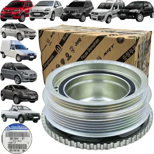 Polia Do Virabrequim Motor Fiat 1.0 1.3 1.4 C/ Ar E Direção