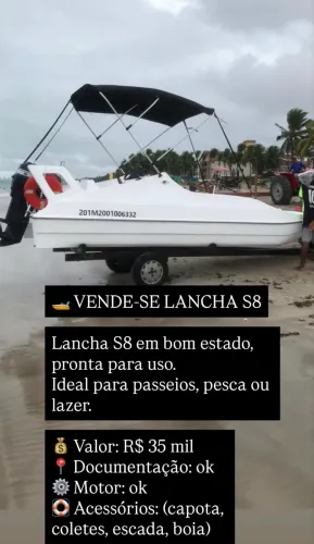 Vende-se lancha S8 r$ 35 mil
