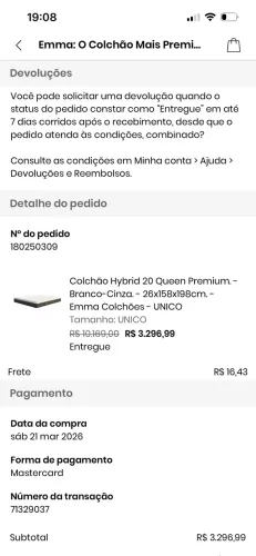 Vendo Colchão Emma Híbrido sem utilização