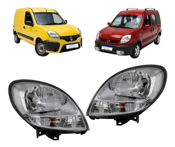 Farol Renault Kangoo 2009 2010 2011 2012 A 2018 Par Cromado Ambos Lados