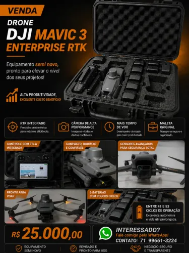 Drone DJI Mavic 3 Enterprise RTK com 6 baterias