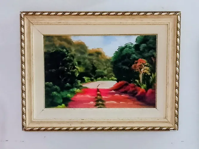 Quadro Antigo Pintura sobre Tela 41 x 31 cm