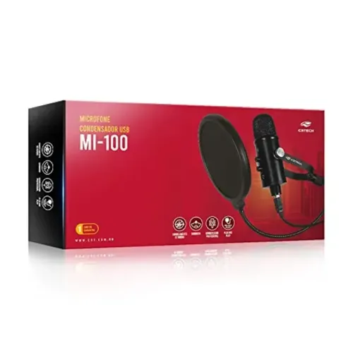 Microfone Streaming USB MI-100BK C3Tech / Novo e Lacrado - R$ 300,00