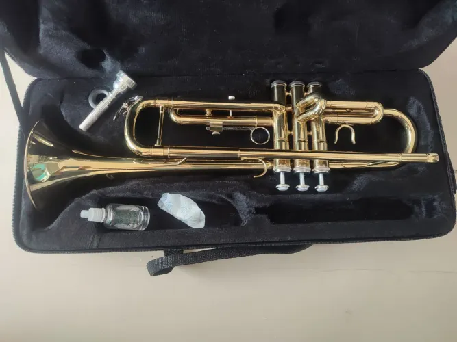 Trompete em Si Bemol (Bb) Shelter Laqueado - Excelente Estado (Completo + Case)