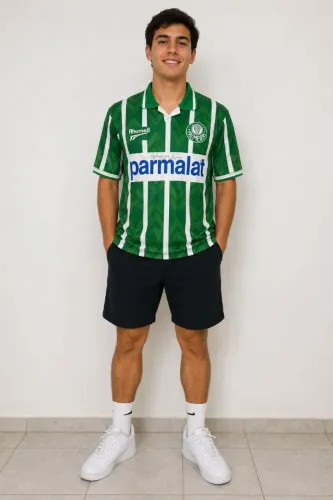 Antiga Camisa Palmeiras Rhumell Parmalat Autografado Ademir da Guia 