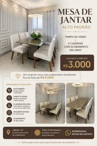 Mesa de Jantar Retangular 6 Lugares