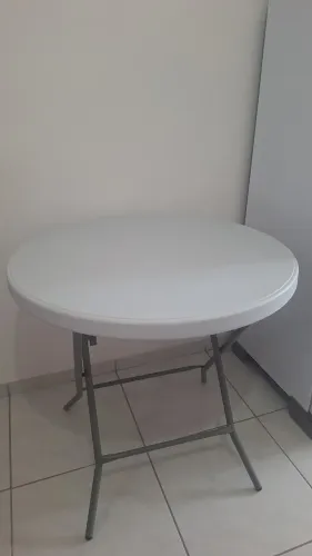 Mesa Redonda Dobrável 80cm Branca